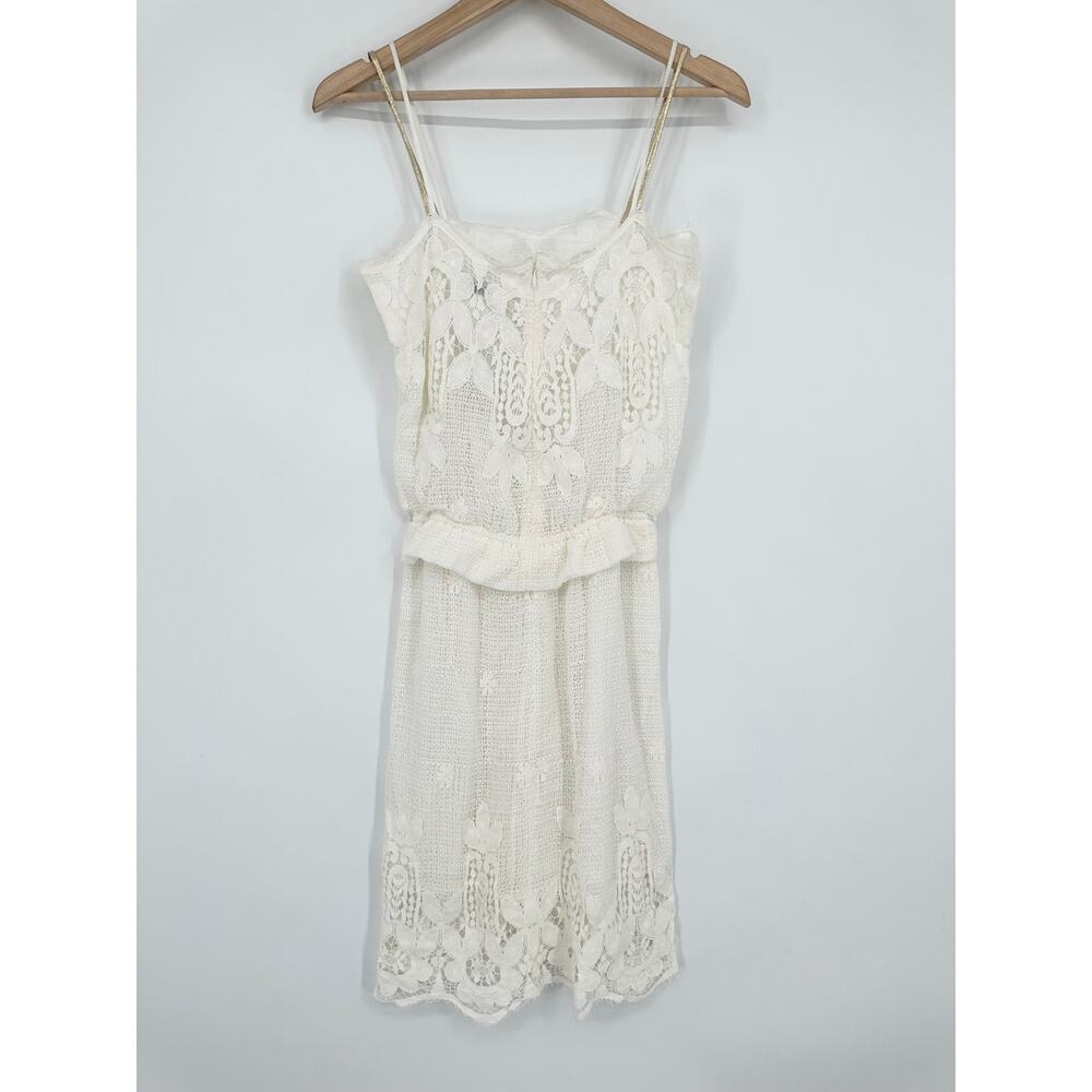 Miguelina Stella Scallop Lace Sheath Dress Floral Ruffle Knee Length Cottagecore - Picture 7 of 10